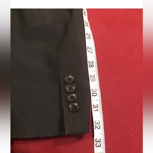 Billy London 42 BLACK Sport Coat Jacket PIN STRIPED 3 Button Front 29”Long mens - Picture 8 of 11